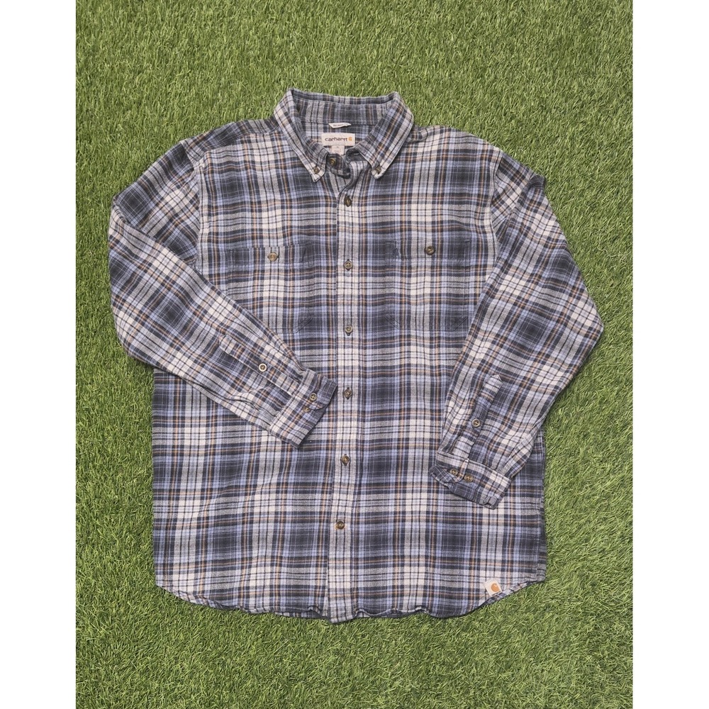 Carhartt Men's Relaxed Fit Plaid Flannel Shirt - Size X - Picture 3 of 7